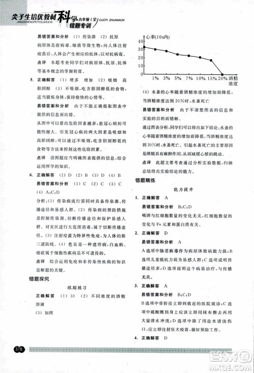 2018年尖子生培优教材错题专训九年级科学全一册参考答案 2018年尖子生培优教材错题专训九年级科学全一册参考答案