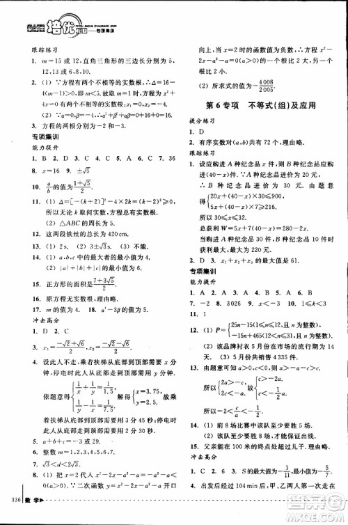 2018年尖子生培优教材专项集训数学初中综合版参考答案