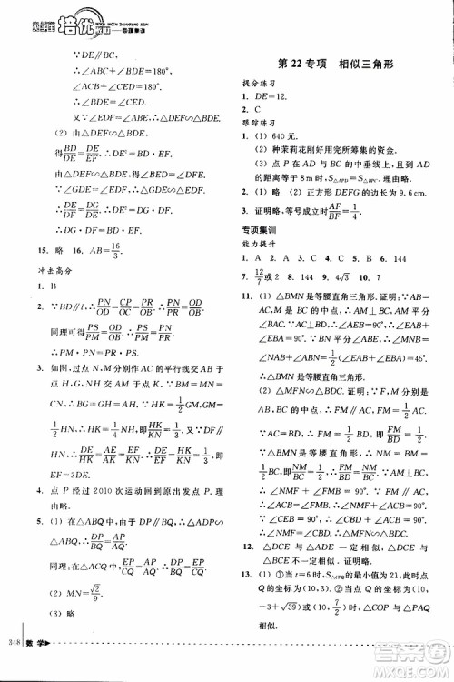 2018年尖子生培优教材专项集训数学初中综合版参考答案