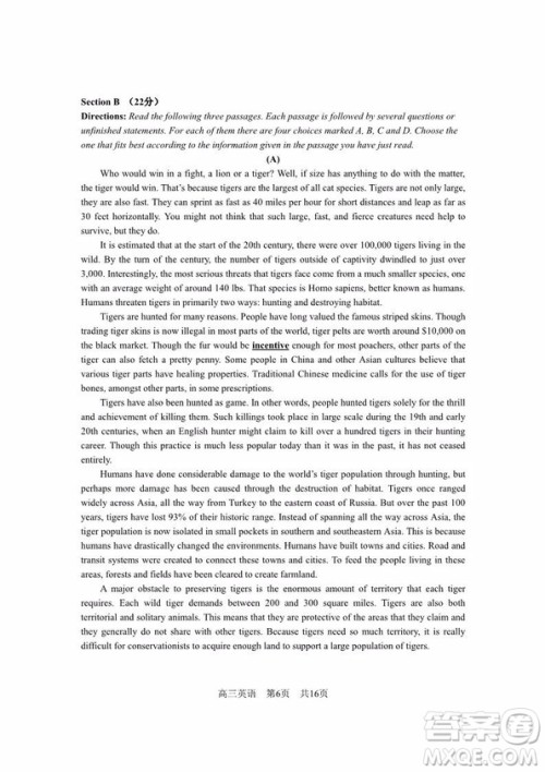 上海松江区2019届高三一模英语试卷答案 上海松江区2019届高三一模英语试卷答案