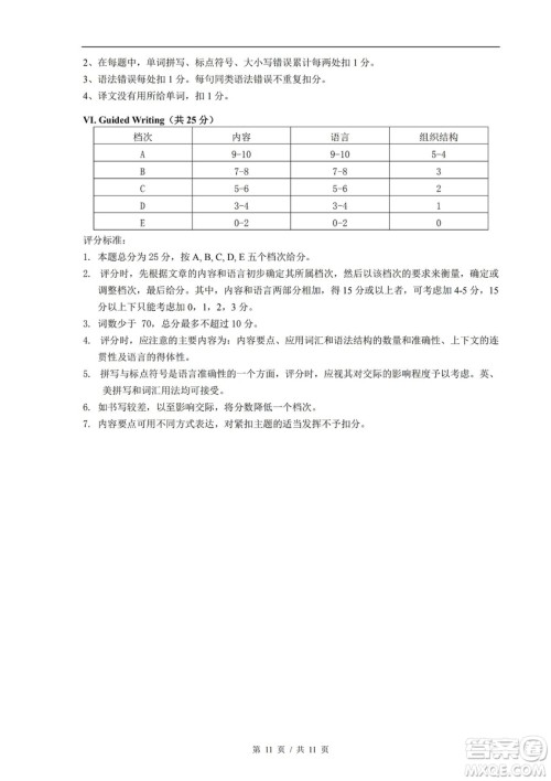 2019届上海崇明高三英语一模试卷及答案