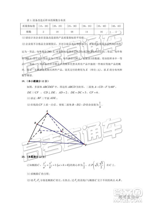 2019广州调研高三理数试题及参考答案 2019广州调研高三理数试题及参考答案