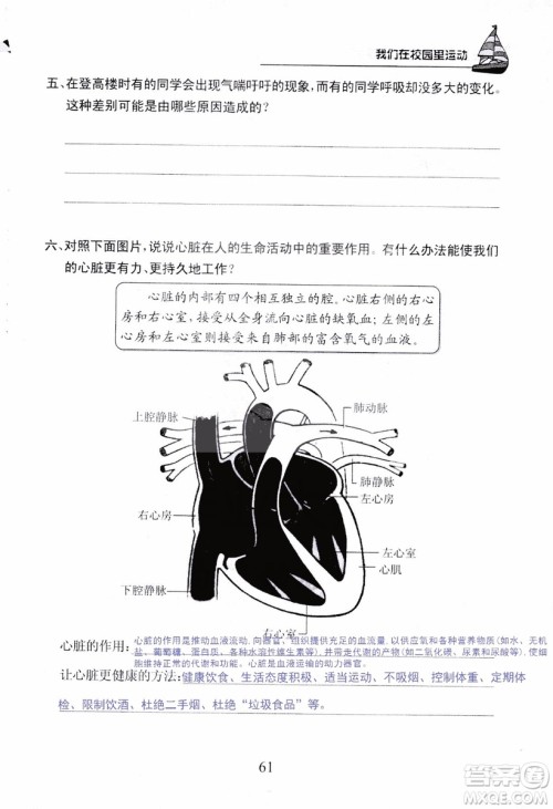 9787535182647长江作业本同步练习册四年级上册科学鄂教版参考答案