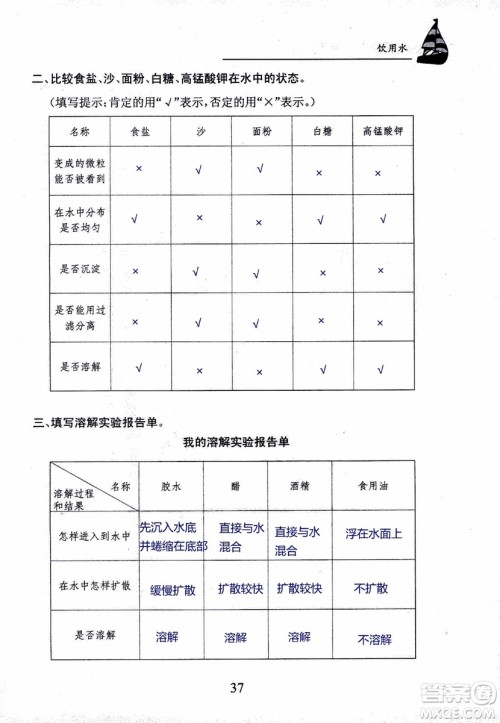 2018年长江作业本课堂作业科学三年级上册鄂教版参考答案 2018年长江作业本课堂作业科学三年级上册鄂教版参考答案
