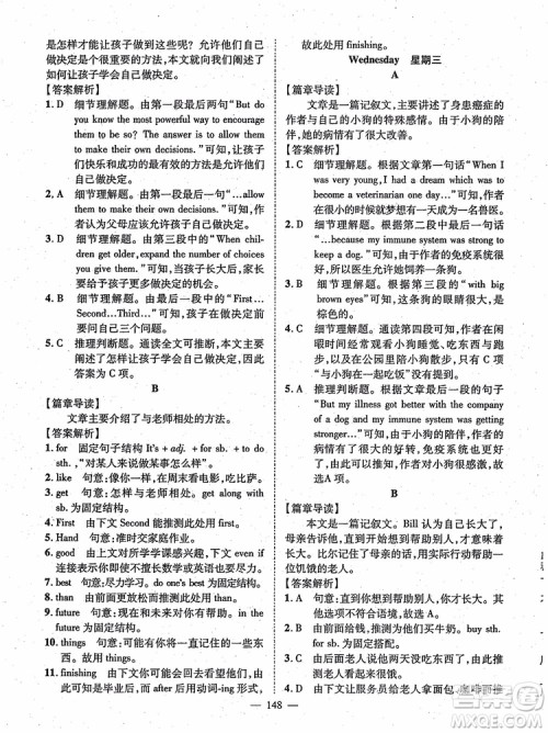 万羽文化2018年名师学案英语阅读周周练九年级参考答案