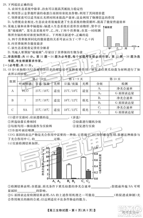 2019湖南省三湘名校教育联盟高三第二次大联考理综试题及参考答案 2019湖南省三湘名校教育联盟高三第二次大联考理综试题及参考答案