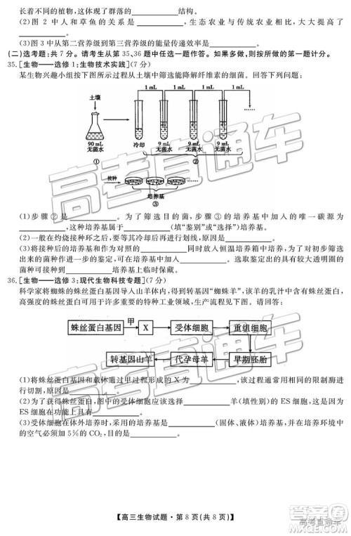 2019湖南省三湘名校教育联盟高三第二次大联考理综试题及参考答案 2019湖南省三湘名校教育联盟高三第二次大联考理综试题及参考答案