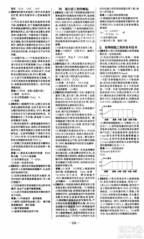 世纪金榜2018年课时讲练通人教版生物选修3现代生物科技专题参考答案