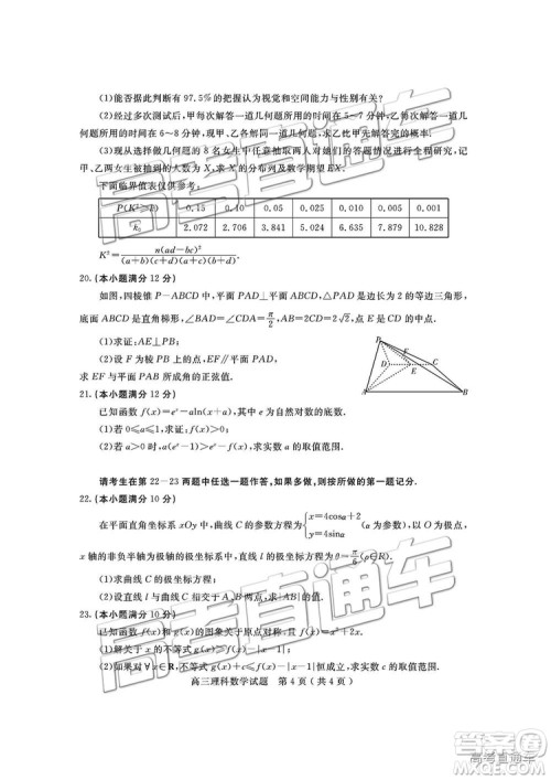2019届四川省乐山市高中第一次调查研究考试理数试题及参考答案 2019届四川省乐山市高中第一次调查研究考试理数试题及参考答案