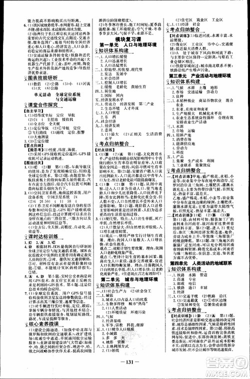 世纪金榜2018年课时讲练通地理必修2鲁教版LJ参考答案