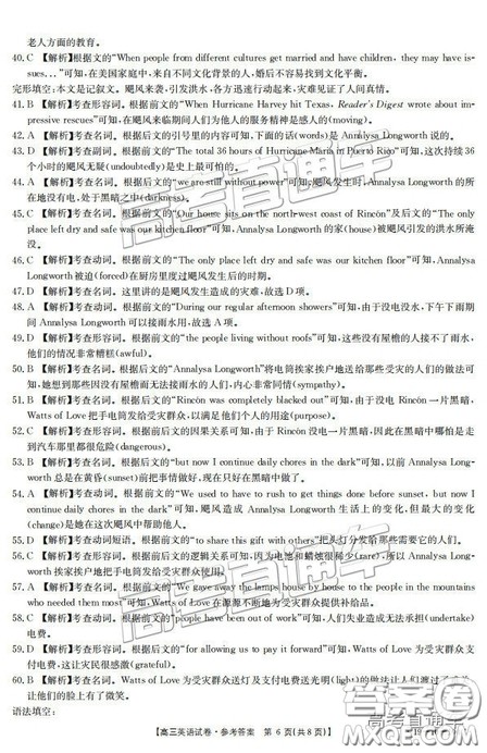 2019届山西金太阳百校联考百千联考英语参考答案 2019届山西金太阳百校联考百千联考英语参考答案