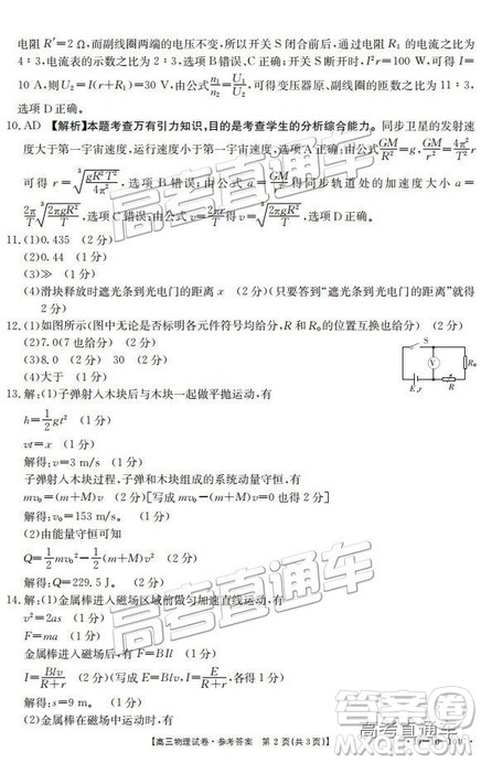 山西金太阳百校联考百千联考104C2019届高三理综参考答案