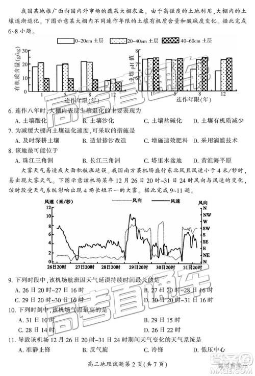 2019届湖南省郴州市高三第一次质量检测文综试题及参考答案