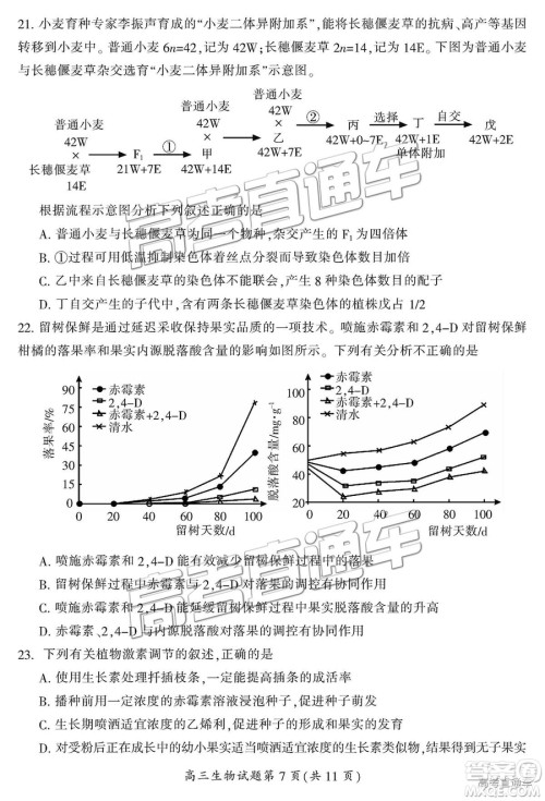 2019届湖南省郴州市高三第一次质量检测理综试题及参考答案