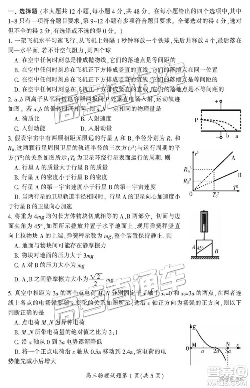 2019届湖南省郴州市高三第一次质量检测理综试题及参考答案