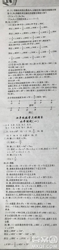 少年智力开发报数学专页2018-2019七年级人教版加强版期末复习答案2