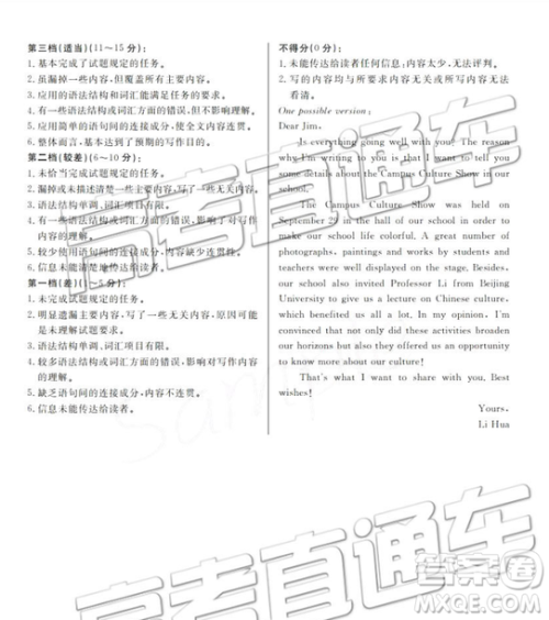 百校联盟2019届TOP20十二月联考全国Ⅰ卷英语参考答案 百校联盟2019届TOP20十二月联考全国Ⅰ卷英语参考答案