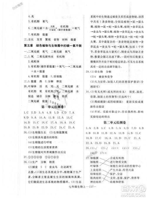 2018秋优翼丛书学练优生物七年级上册9787543083714RJ人教版答案 2018秋优翼丛书学练优生物七年级上册9787543083714RJ人教版答案