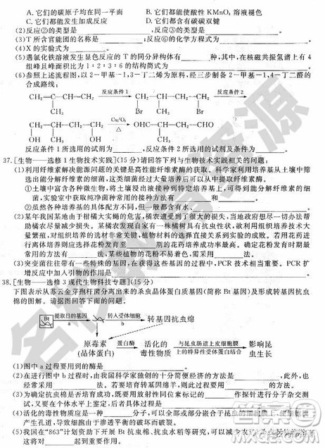 哈师大附中2018-2019学年度高三上期末考试理科综合试卷及答案