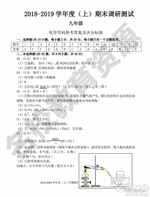 哈尔滨市南岗区2018-2019年九年级上期末理综试卷及答案 哈尔滨市南岗区2018-2019年九年级上期末理综试卷及答案