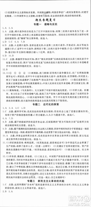 9787563493715优翼丛书2018秋学练优历史八年级上RJ人教版答案