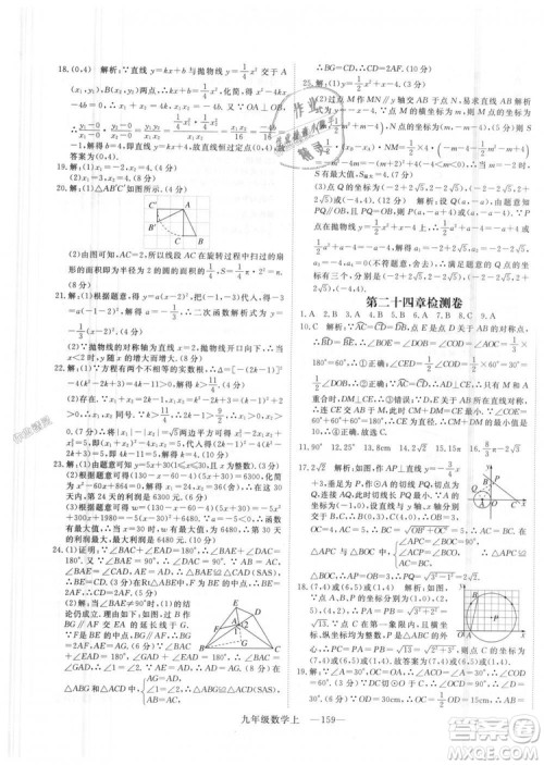 人教版优翼丛书2018秋版学练优九年级数学上册RJ参考答案