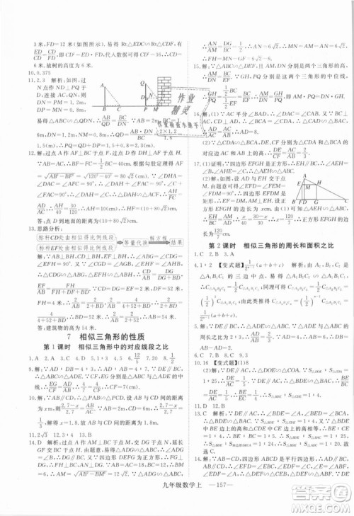 BS北师大版优翼丛书2018学练优数学九年级上册答案解析