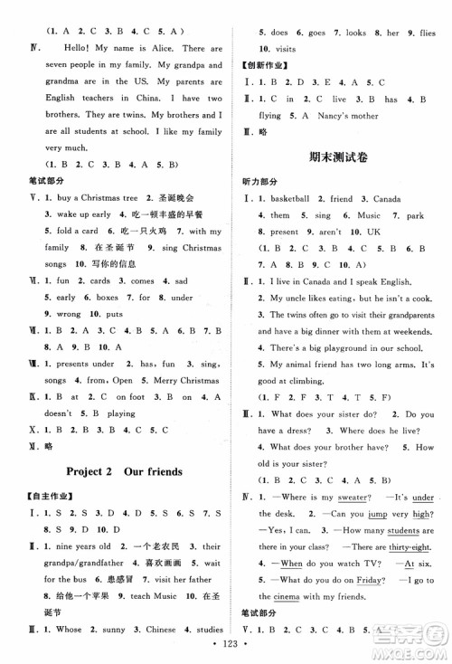 2018秋高分拔尖课时作业小学英语五年级上册参考答案