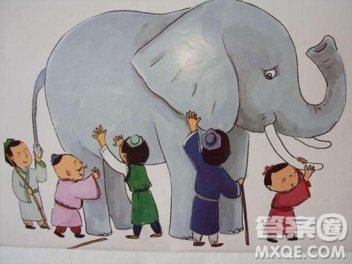 在“盲人摸象”这一成语出处中，大象没有被摸到的是哪个部位