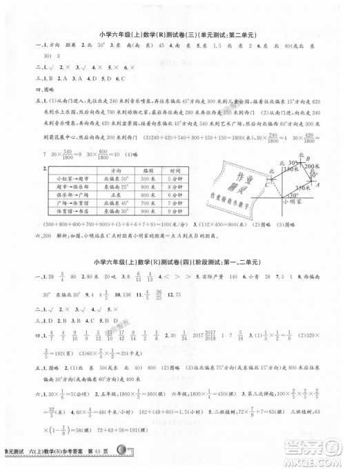 孟建平2018新版小学单元测试R版六年级上册数学人教版9787517809272答案 孟建平2018新版小学单元测试R版六年级上册数学人教版9787517809272答案