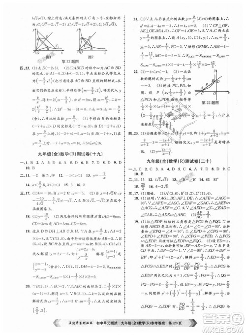 人教版R2018秋孟建平9787517809005初中单元测试九年级全一册数学答案