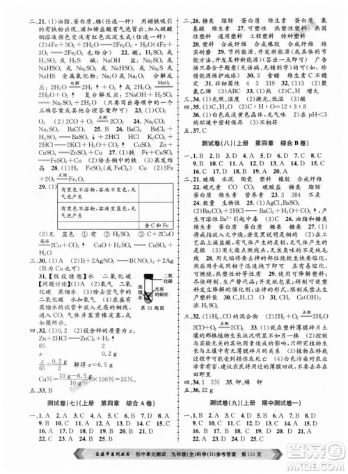 华师大版H版2018年孟建平系列9787517809043初中单元测试九年级科学全一册答案 华师大版H版2018年孟建平系列9787517809043初中单元测试九年级科学全一册答案