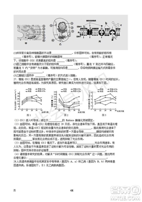 2019届江苏省五校高三12月联考生物试卷及答案