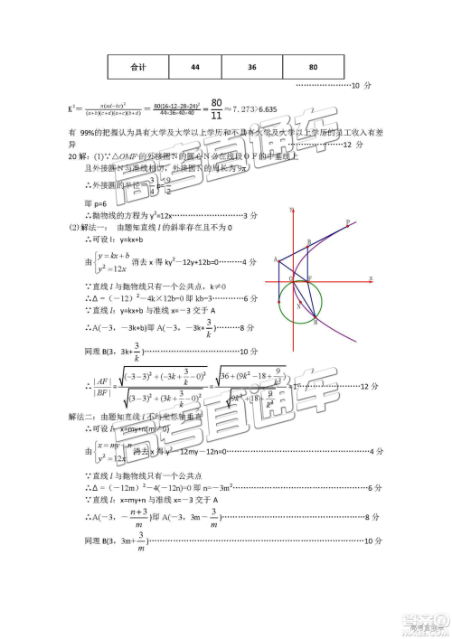 湖北省2019年元月高考模拟调研考试文数试卷及答案解析