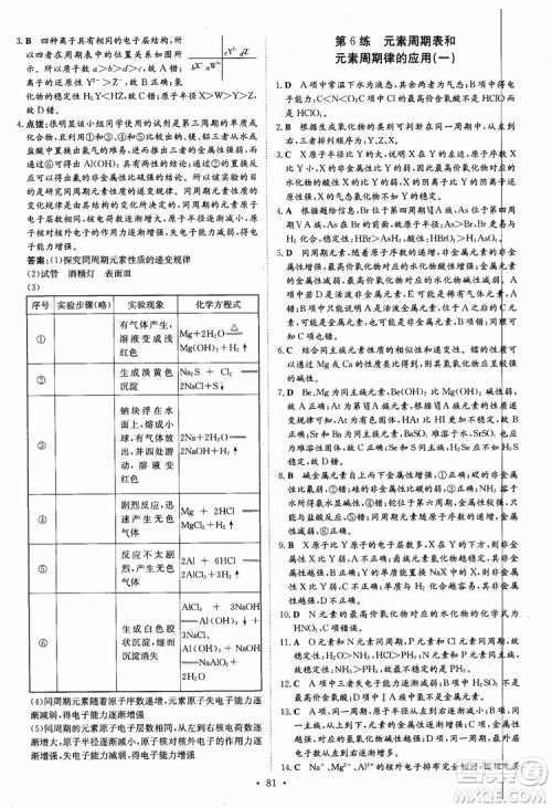 2018版高中同步导与练小题巧练高中化学必修2人教版参考答案 2018版高中同步导与练小题巧练高中化学必修2人教版参考答案