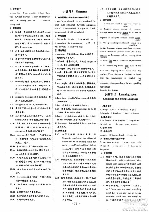 2018版导与练高中同步小题巧练必修2英语人教版参考答案