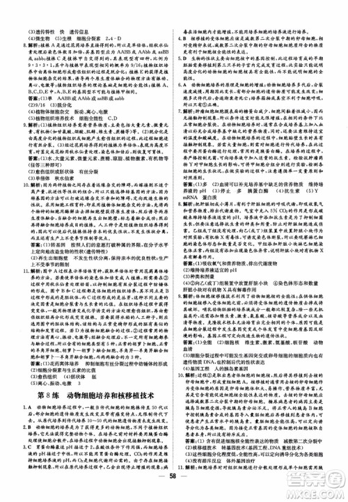 2018年高中同步导与练小题巧练生物选修3现代生物科技专题参考答案 2018年高中同步导与练小题巧练生物选修3现代生物科技专题参考答案