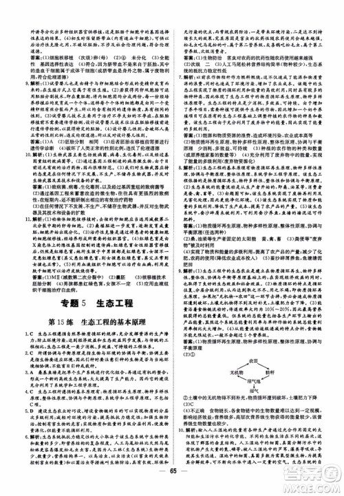 2018年高中同步导与练小题巧练生物选修3现代生物科技专题参考答案