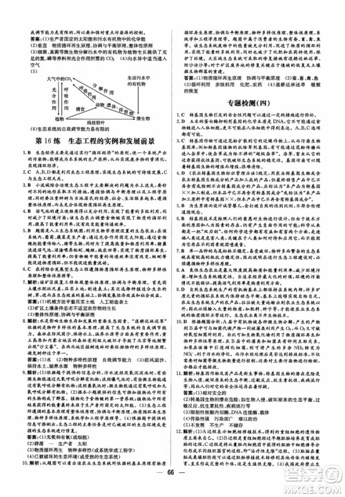 2018年高中同步导与练小题巧练生物选修3现代生物科技专题参考答案