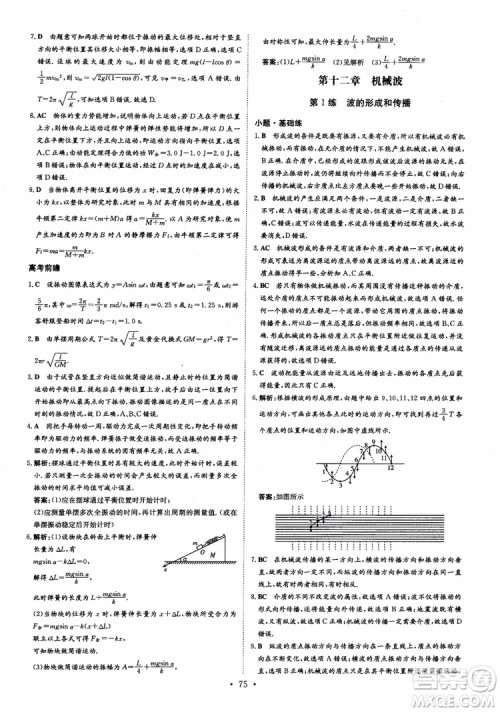9787540589141导与练高中同步2019版小题巧练物理选修3-4人教版参考答案 9787540589141导与练高中同步2019版小题巧练物理选修3-4人教版参考答案
