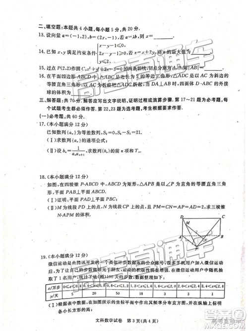 汕尾市普通高中2019年1月高三教学质量检测文数试卷及答案 汕尾市普通高中2019年1月高三教学质量检测文数试卷及答案