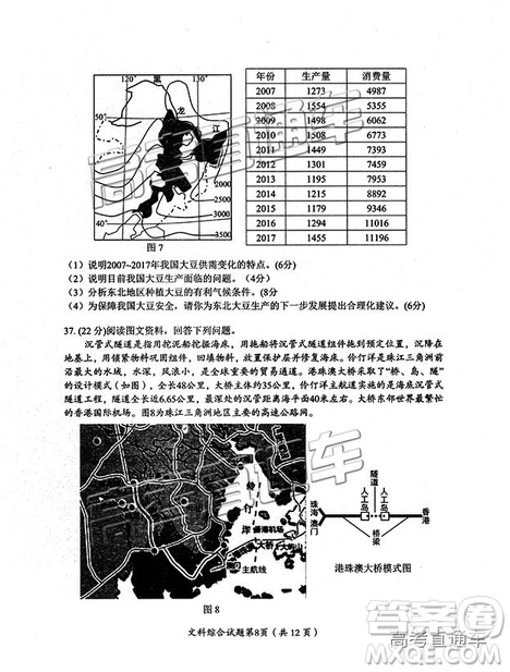2019绵阳二诊文综试卷及答案解析 2019绵阳二诊文综试卷及答案解析