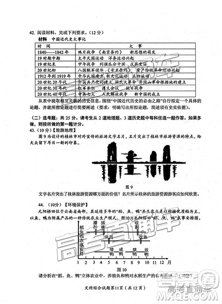 2019绵阳二诊文综试卷及答案解析 2019绵阳二诊文综试卷及答案解析