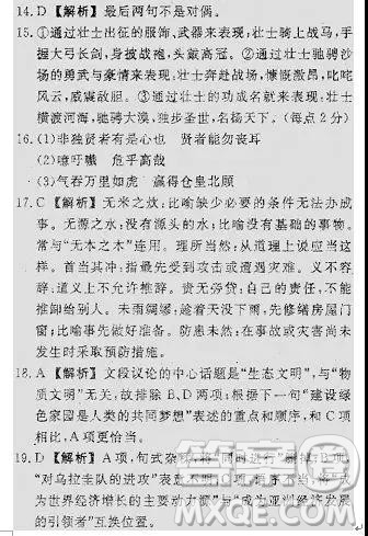 衡中同卷2019年调研卷普通高等学校招生全国统一考试模拟试题二语文试题及答案