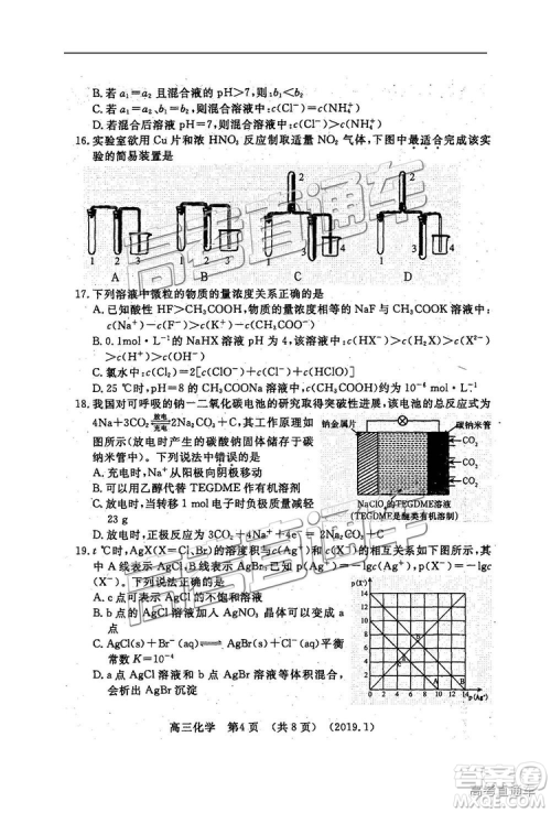洛阳市2018-2019学年高中三年级第一次统一考试理综答案解析 洛阳市2018-2019学年高中三年级第一次统一考试理综答案解析