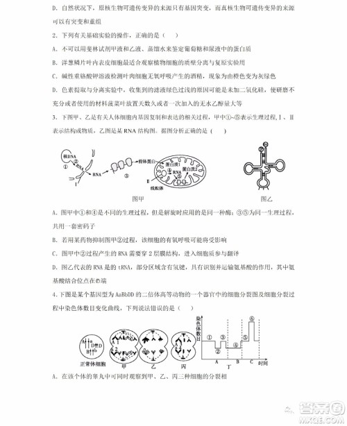 哈尔滨市第六中学2018-2019学年度上学期期末考试高三理科综合试题及答案 哈尔滨市第六中学2018-2019学年度上学期期末考试高三理科综合试题及答案