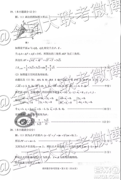 贵阳第一中学2019届高考适应性月考卷五理科数学参考答案