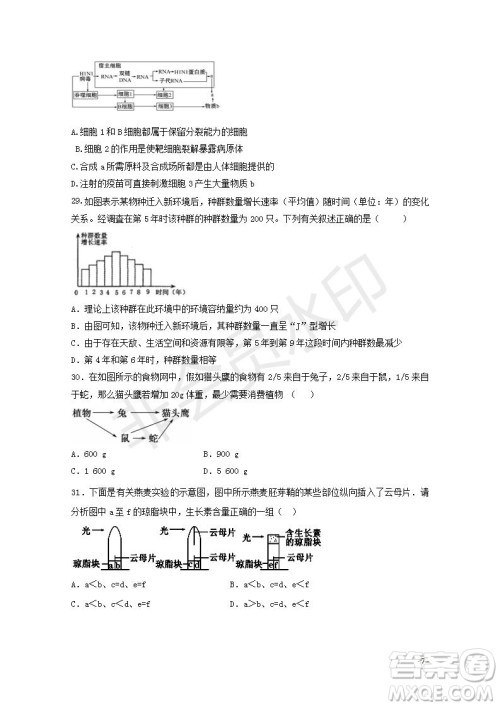 2018-2019学年黑龙江省鹤岗市第一中学高二上学期期末考试生物试题及答案 2018-2019学年黑龙江省鹤岗市第一中学高二上学期期末考试生物试题及答案