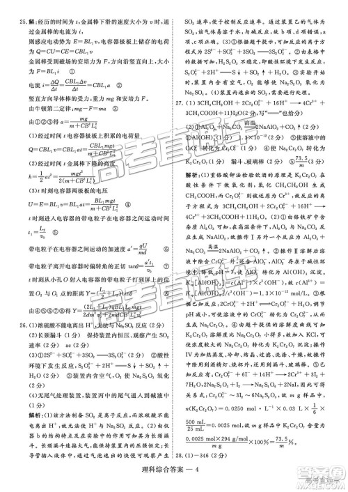 2019届高三山西五市联考理综参考答案 2019届高三山西五市联考理综参考答案