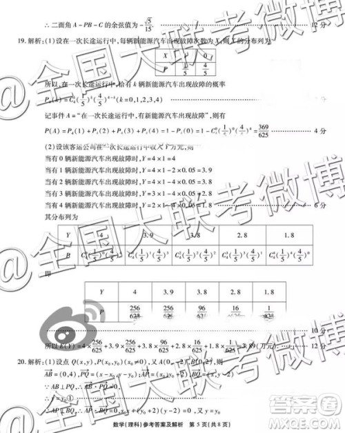 省际名校联盟2019届高三第一学期期末检测联考理数参考答案 省际名校联盟2019届高三第一学期期末检测联考理数参考答案